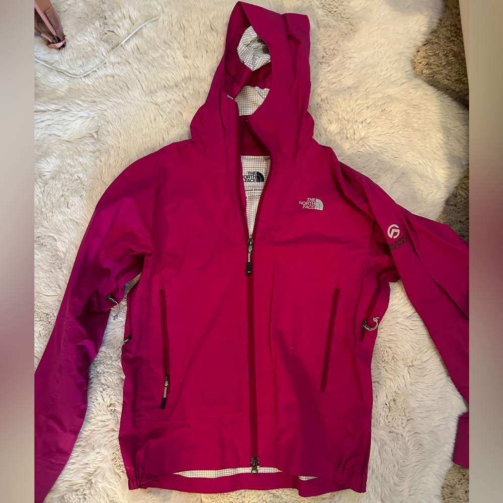 The north face rain jacket, pink, M